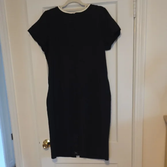 NWT Talbots Black Midi Dress with White Trim - Picture 2 of 5